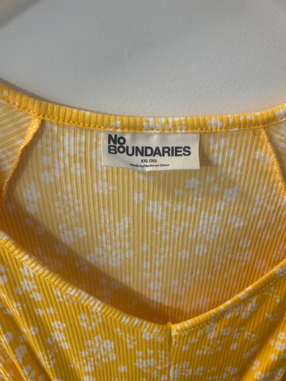 No Boundaries Yellow Floral V-Neck Tiered Swing Dress - XXL - Picture 3 of 4